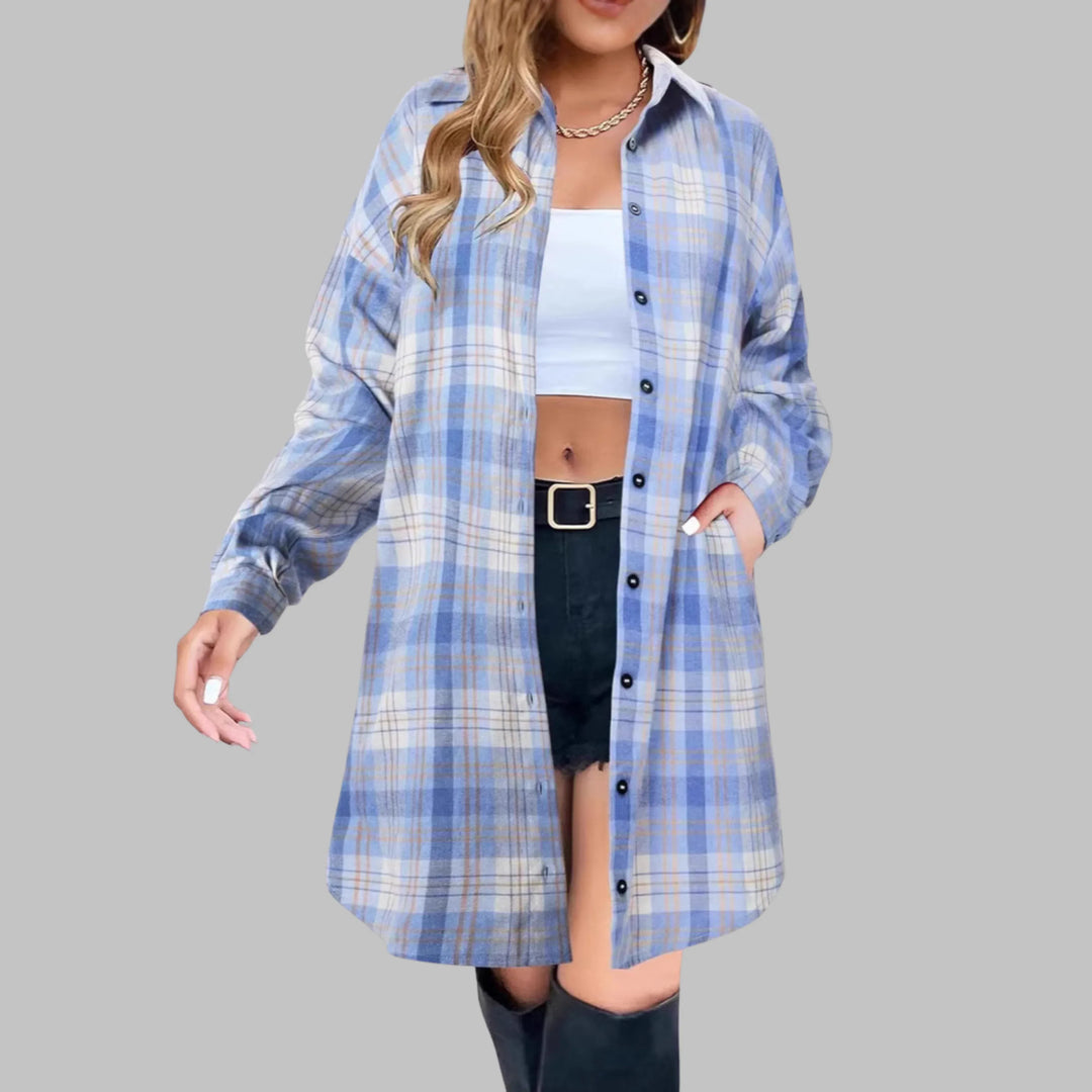 PALOMA™ - Classy Button Down Plaid Long-Sleeve Jacket - MABEL LONDON