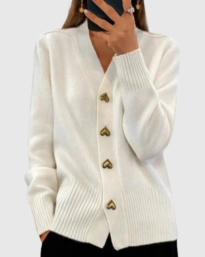 Liora | Heart Button Cardigan - MABEL LONDON