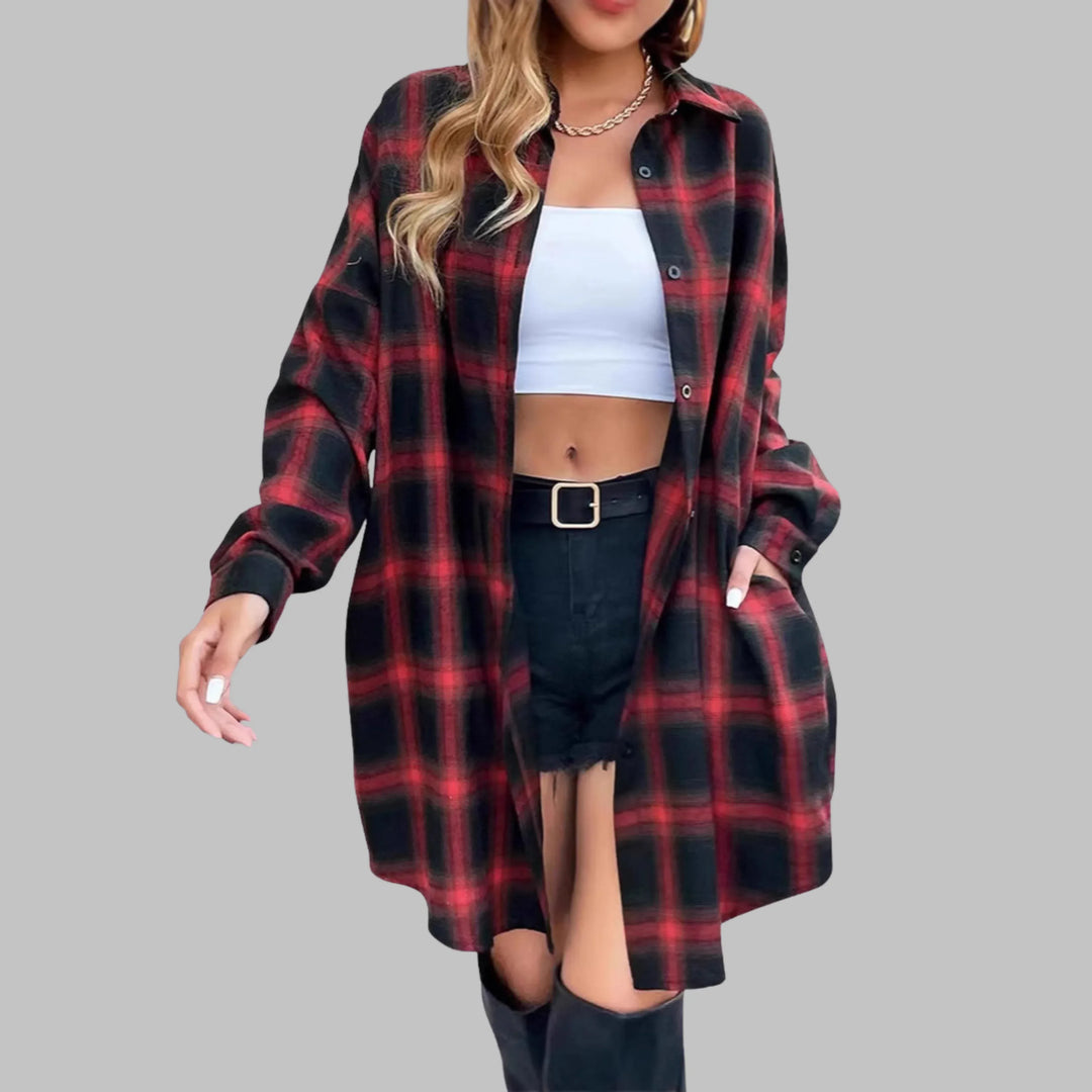 PALOMA™ - Classy Button Down Plaid Long-Sleeve Jacket - MABEL LONDON