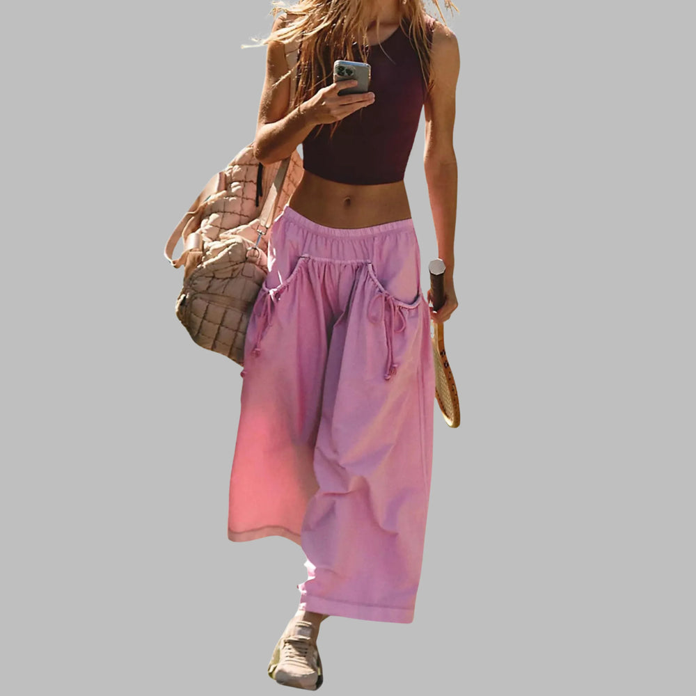 APPLE™ – Casual Wide-Leg Cargo Parachute Pants - MABEL LONDON