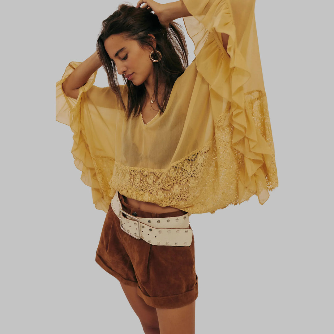 LEONA™ - Classy V-Neck Batwing Sleeve Cover-Up Top - MABEL LONDON