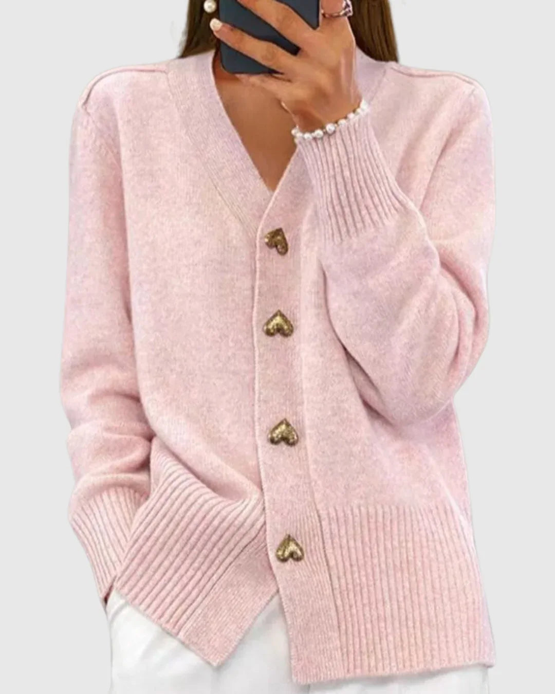 Liora | Heart Button Cardigan - MABEL LONDON