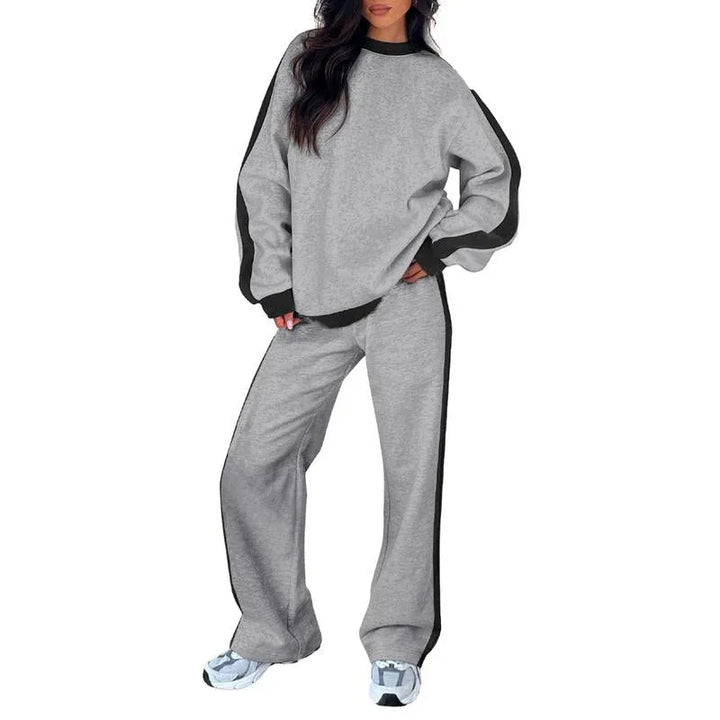 SANDI™ - Comfortable 2-Piece Lounge Set Sweatshirt & Straight Leg Pants - MABEL LONDON