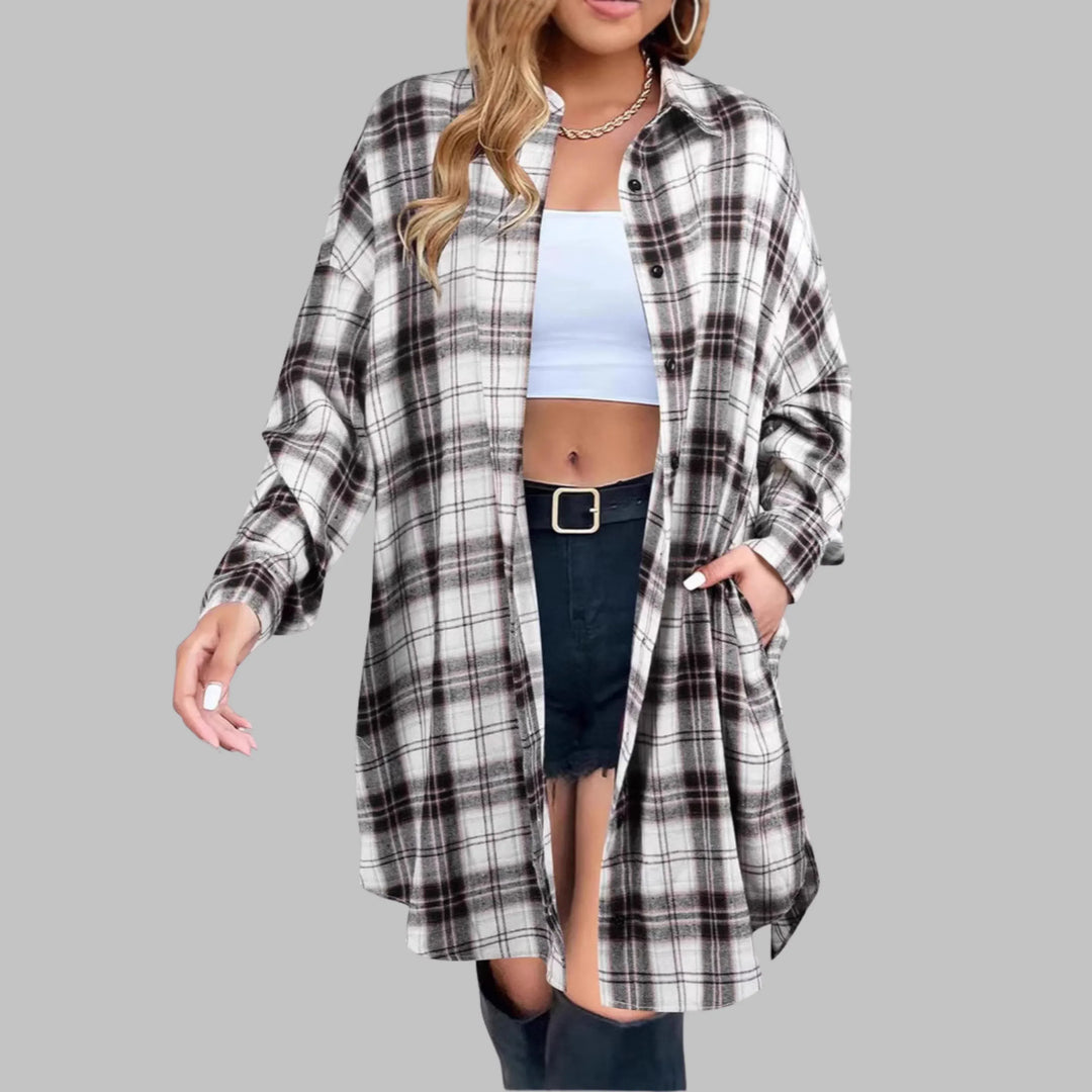 PALOMA™ - Classy Button Down Plaid Long-Sleeve Jacket - MABEL LONDON