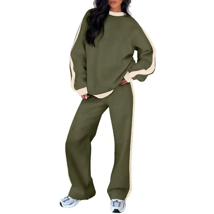 SANDI™ - Comfortable 2-Piece Lounge Set Sweatshirt & Straight Leg Pants - MABEL LONDON