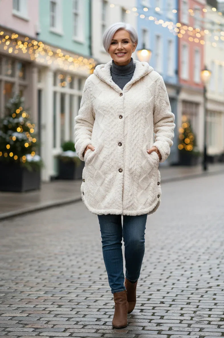 Aria – Cozy Argyle Knit Coat - MABEL LONDON