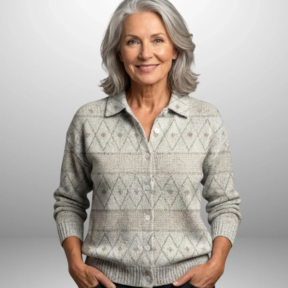 Keira - Vintage Abstract Buttoned Sweater - MABEL LONDON