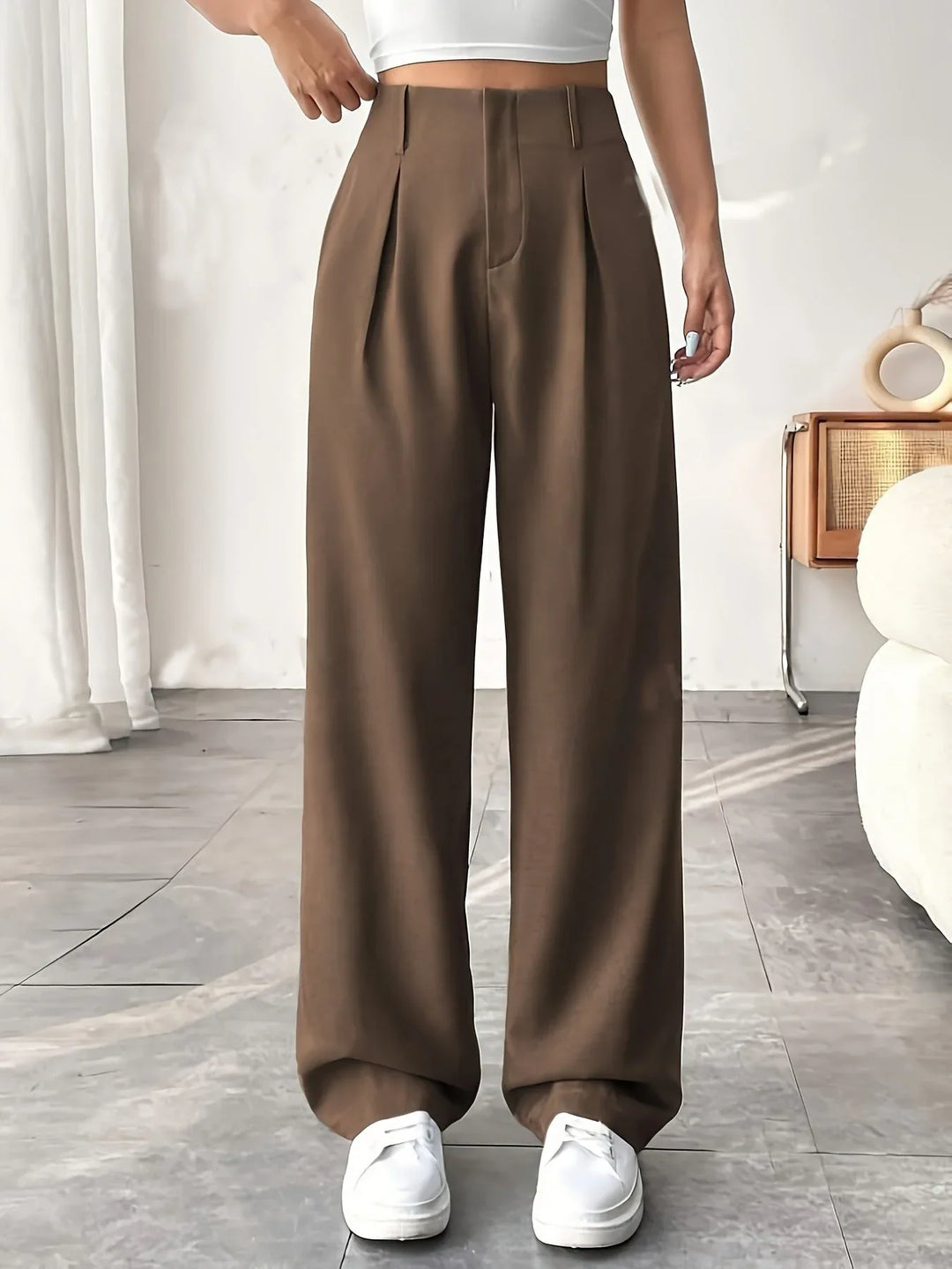 BELISIMA™ – Elegant Pleated Wide-Leg Office Trouser - MABEL LONDON