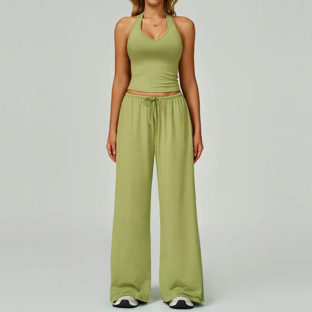 DINGDING™ - Casual Crop Tank Top and Wide Leg Pants Set - MABEL LONDON