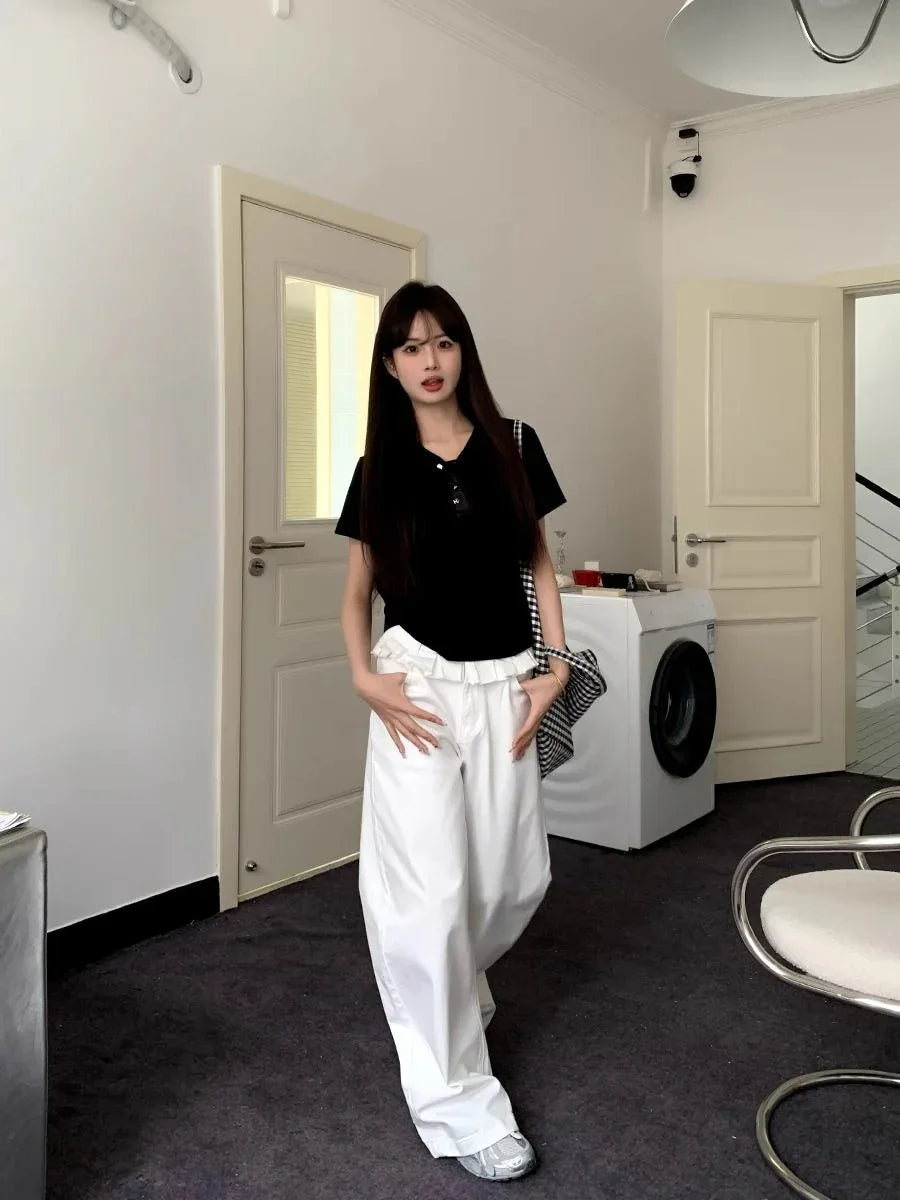 PAISLEY™ – Elegant Lace-Trimmed Wide-Leg Jeans - MABEL LONDON