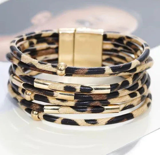 Layered Wrap Bracelet in Gold Tones - MABEL LONDON