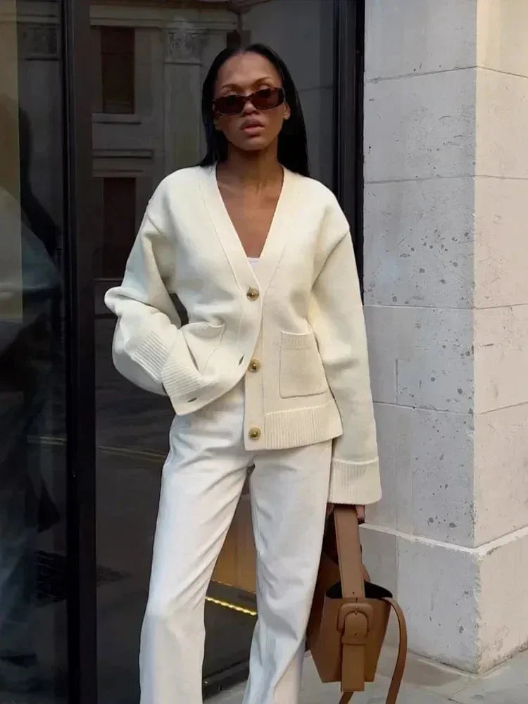 JULIETTE™ - V-Neck Knit Cardigan - MABEL LONDON