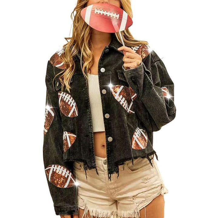 NERISSA™ - Chic Cropped Oversized Button Down Football Jacket - MABEL LONDON