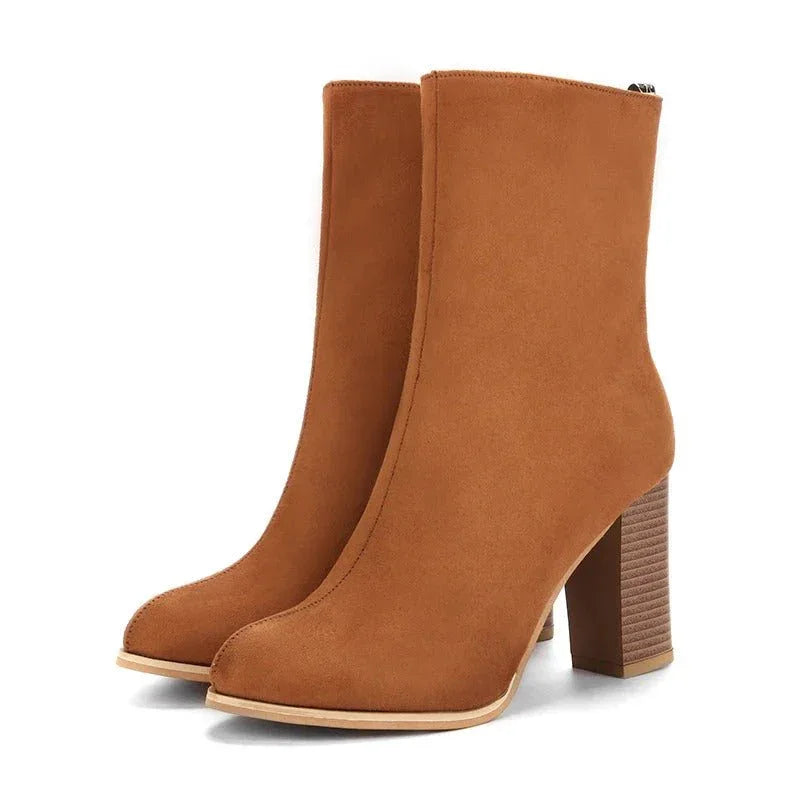 Catalina | Brown High-Heel Boots - MABEL LONDON