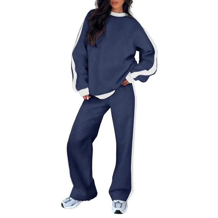 SANDI™ - Comfortable 2-Piece Lounge Set Sweatshirt & Straight Leg Pants - MABEL LONDON