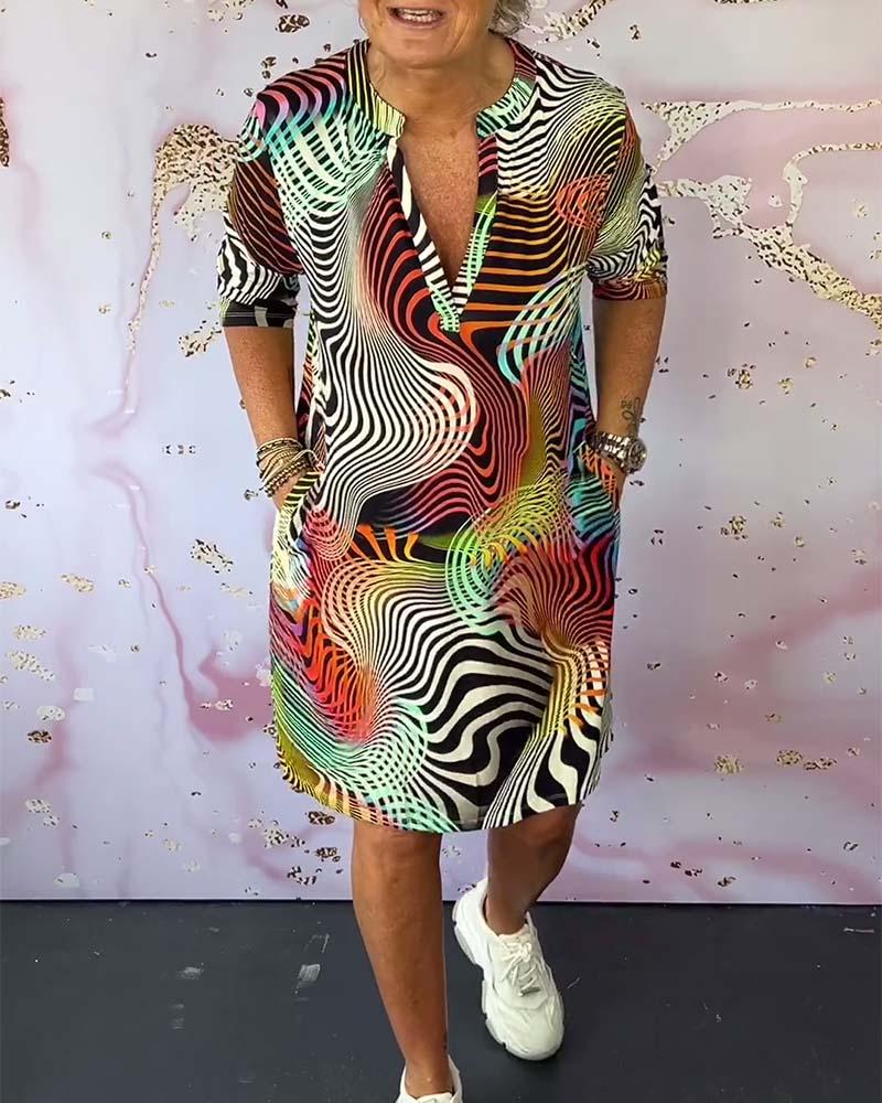 MARI™ - Colorful V-Neck Dress - MABEL LONDON