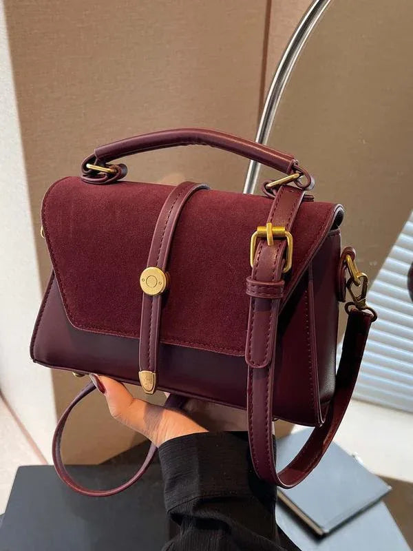 ALWINA™ - TRENDY CONTRAST STITCHING SMALL SQUARE SHOULDER BAG - MABEL LONDON