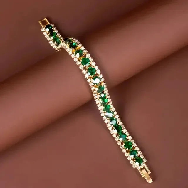 Gold and Green Gem Bracelet - MABEL LONDON